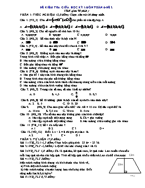 Đề kiểm tra giữa học kì 1 Toán Lớp 6 - Đề 2 - Năm học 2022-2023 (Có hướng dẫn chấm)